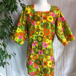 Vintage DESIGN HOUSE 70s Flower Power apron smock cooking baking paint projects